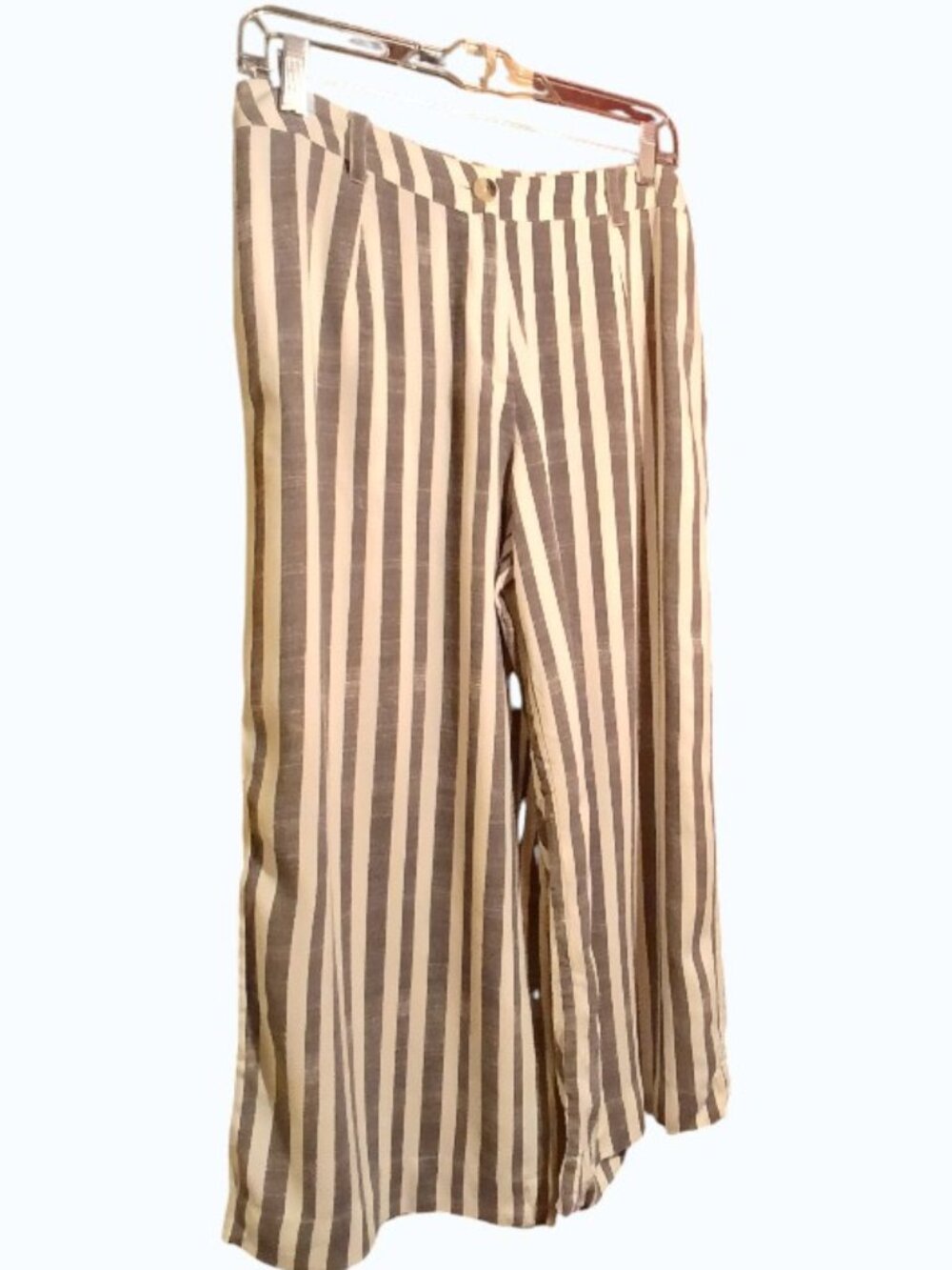 BOMBAY PAISLEY Gray/White Stripe Wide Leg/Palazzo Pants - Picture 2 of 12